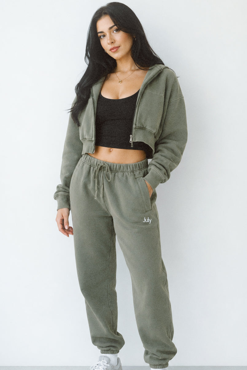 Heavyweight Vintage Fleece Cropped Zip Up Jacket