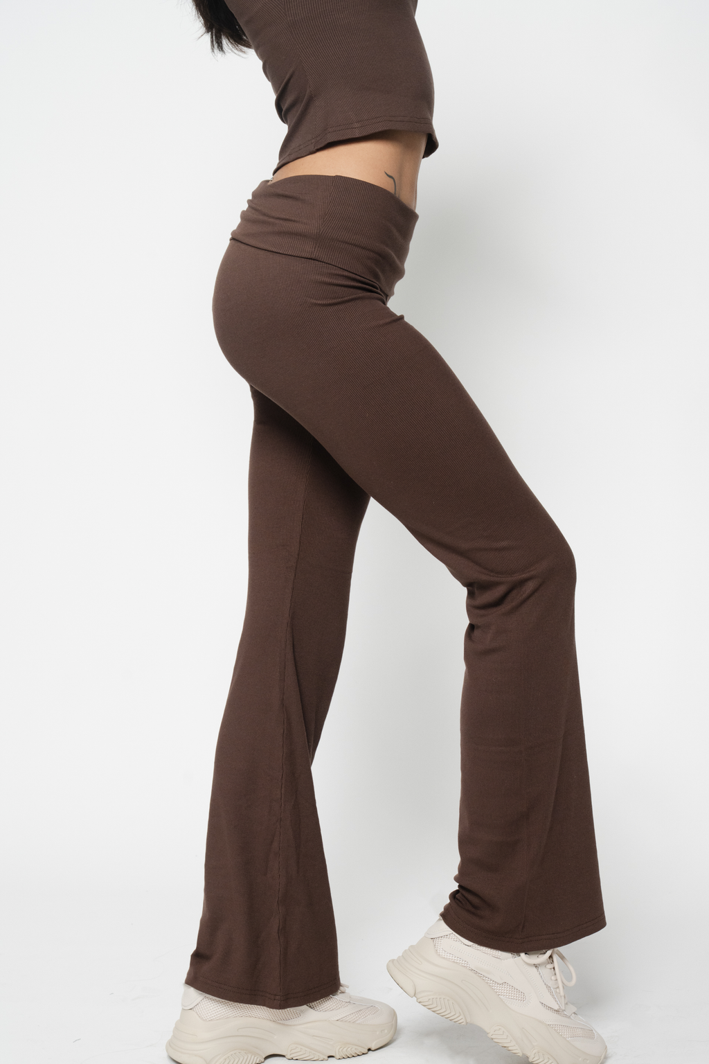 July Lounge Fold Over Ribbed Flare Leggings