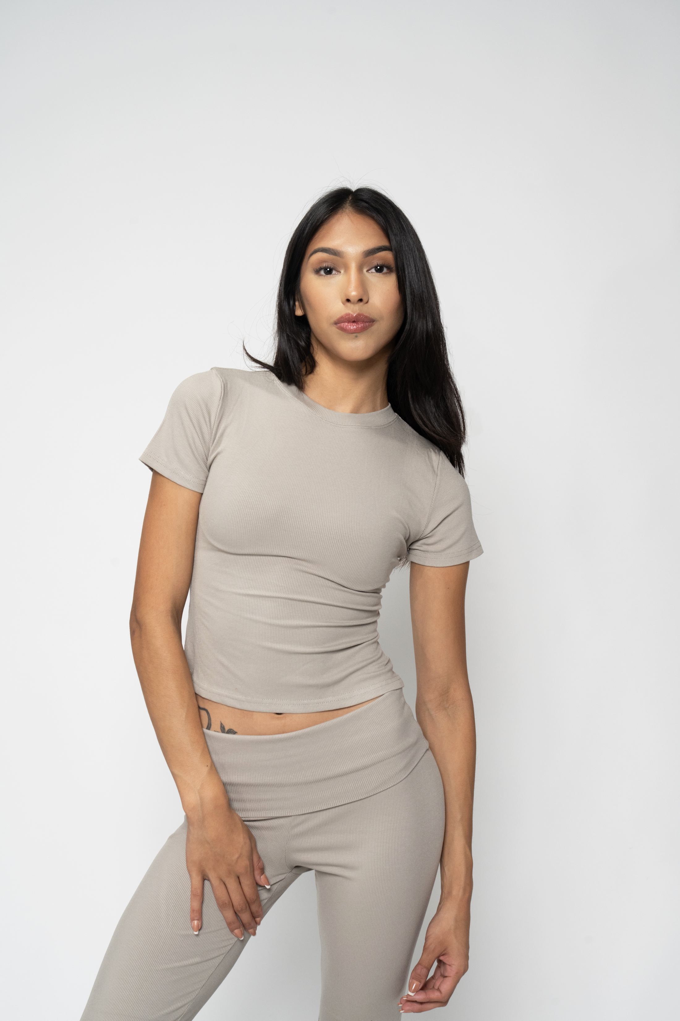 July Lounge Ribbed Cropped Tee