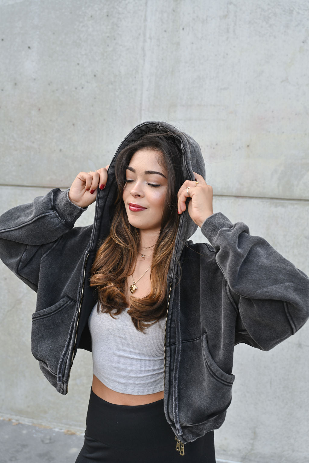 Heavy Vintage Fleece Cropped Zip Up Jacket — July Signature