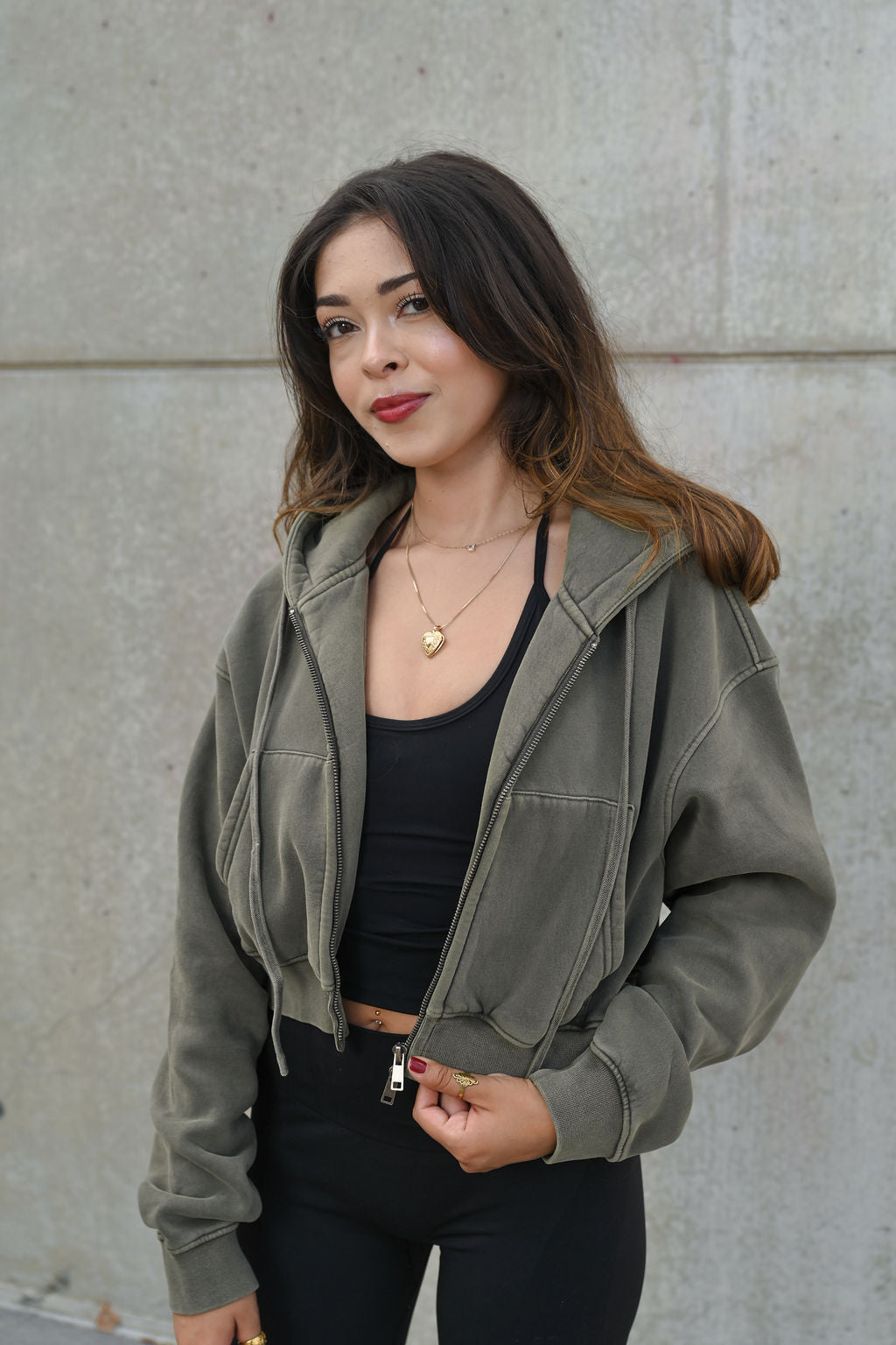 Heavy Vintage Fleece Cropped Zip Up Jacket — July Signature