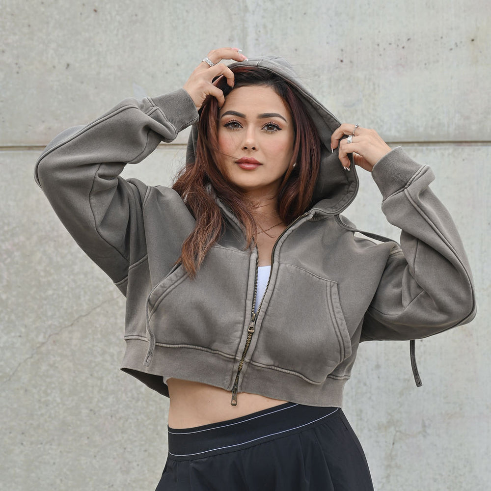 
                      
                        Heavy Vintage Fleece Cropped Zip Up Jacket — July Signature
                      
                    